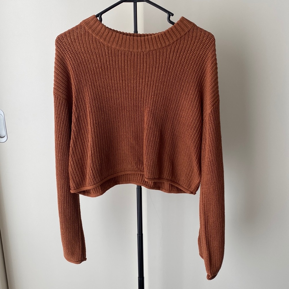 Cropped Long Bell Sleeve Sweater
